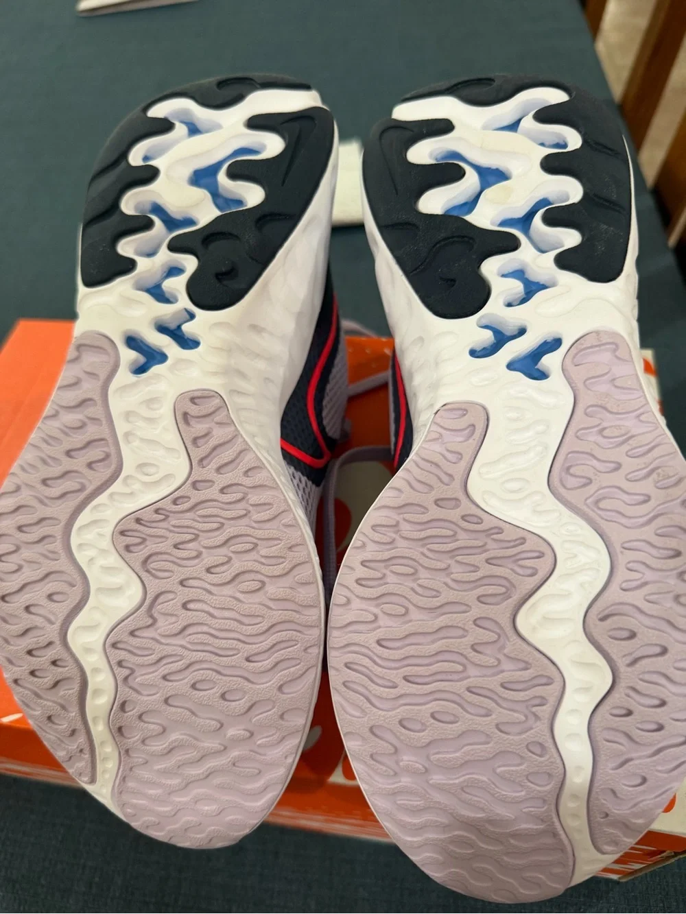 Nike Women’s Sneakers in Lavender with Coral and Blue Accents